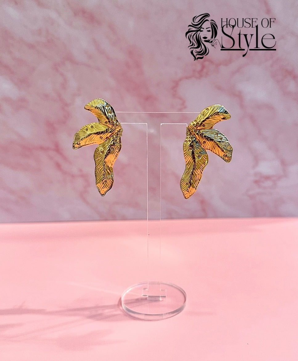 Golden Leaf Statement Earrings