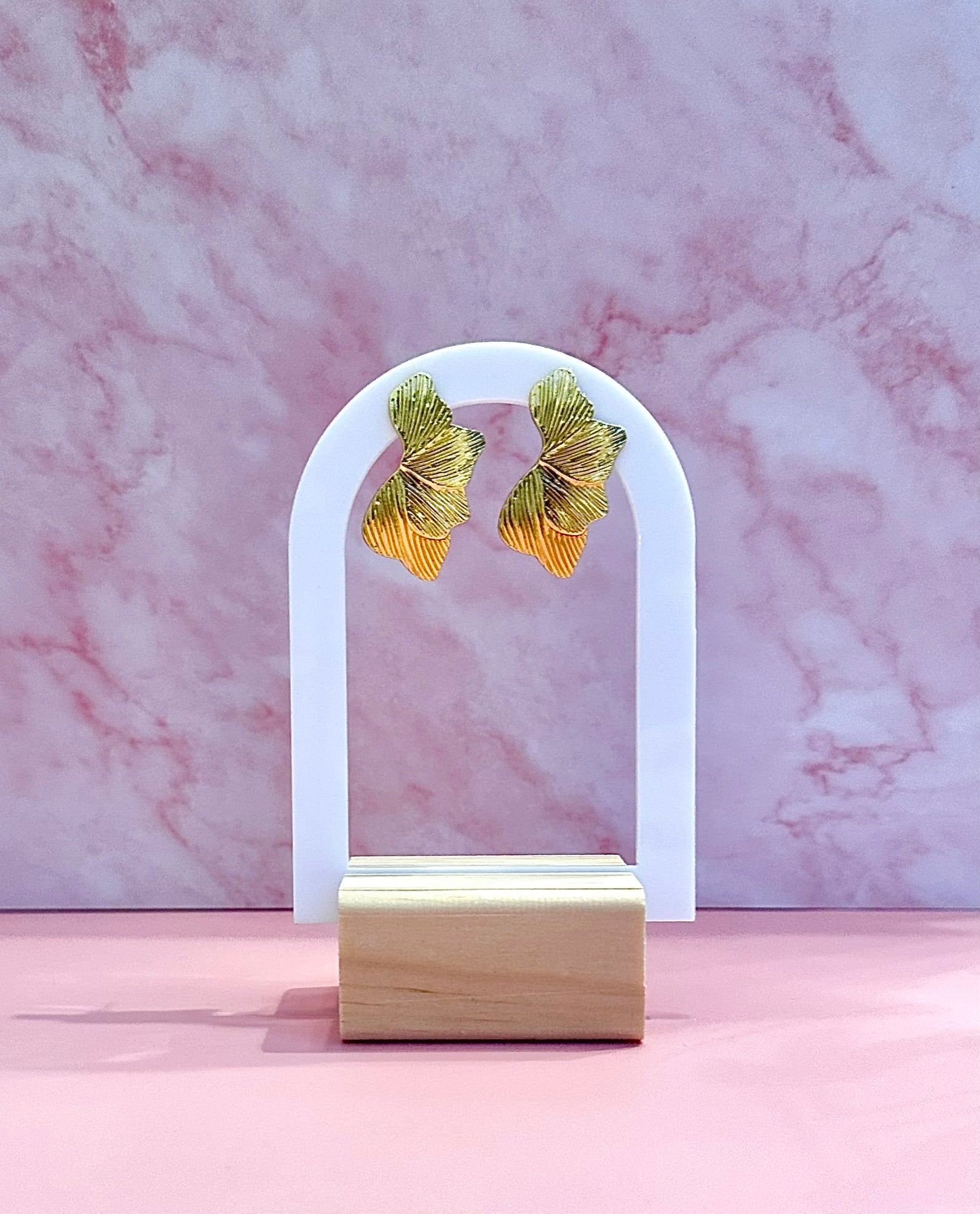 Golden Wave Leaf Earrings