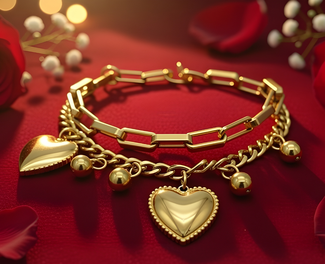 Golden Heart Stainless Steel Armband