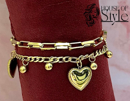 Golden Heart Stainless Steel Armband