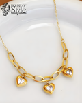 3 golden hearts necklace