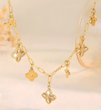 Gold clover diamond necklace